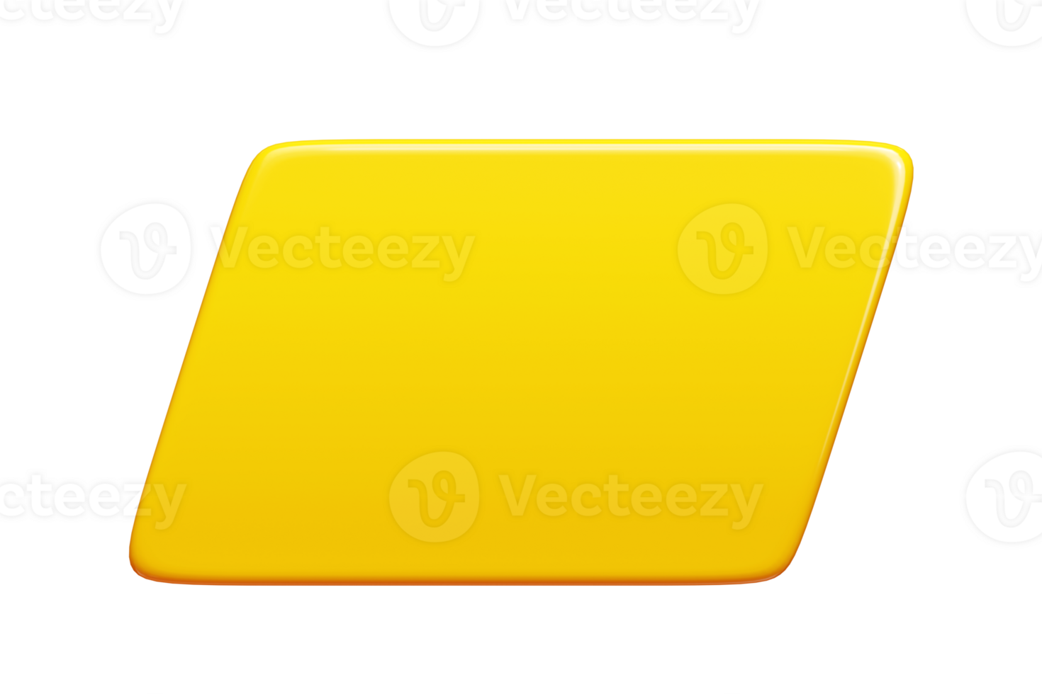 Yellow glossy rectangular text banner. 3d render illustration png