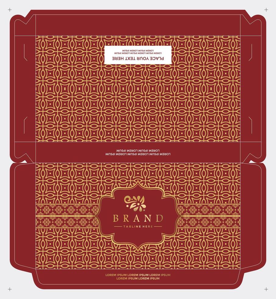 Batik Box Packaging Template with Gold Foil Accents vector