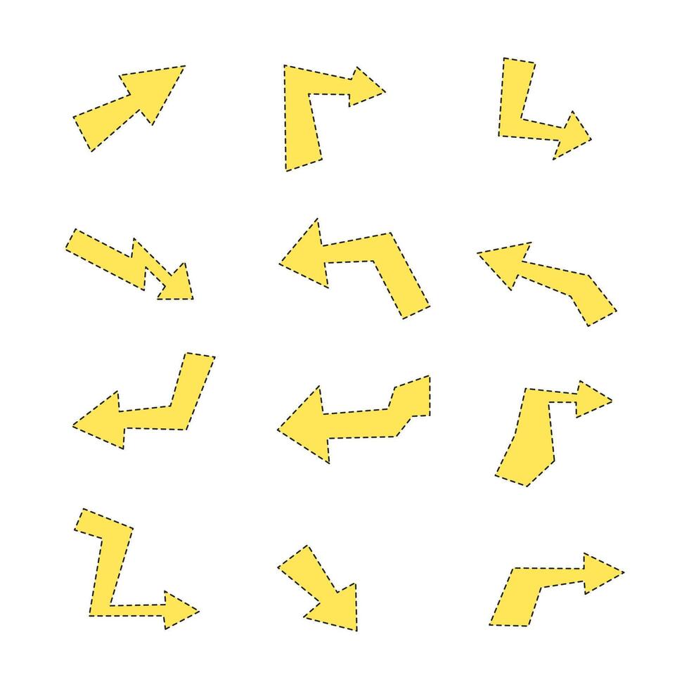 Yellow arrow icon collection. flat style element. isolated illustration vector