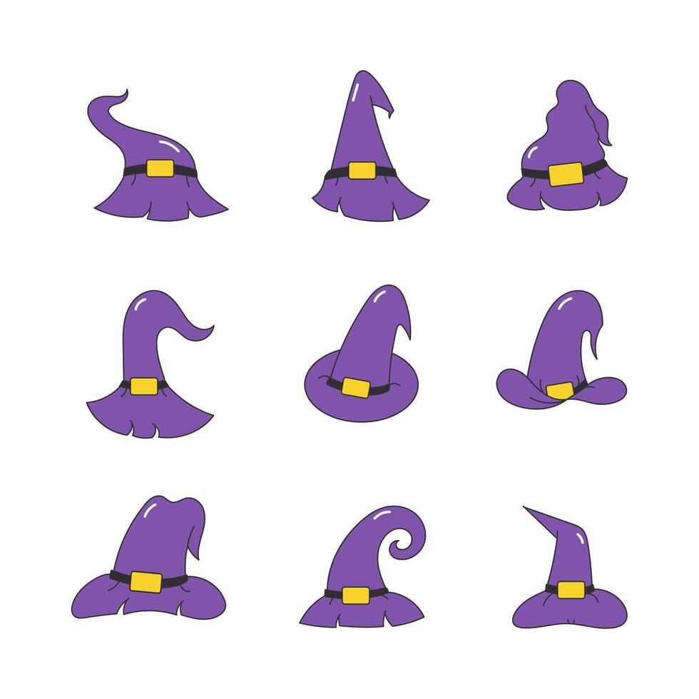 Witch hat icon collection. flat style elements. isolated illustration vector