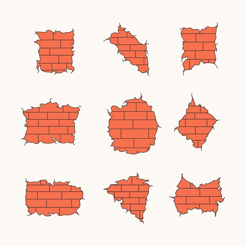 Brick wall icon collection. flat style elements. cartoon isolated illustration vector