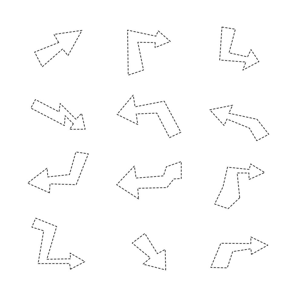 Arrow line icon collection. dotted line style. isolated illustration vector