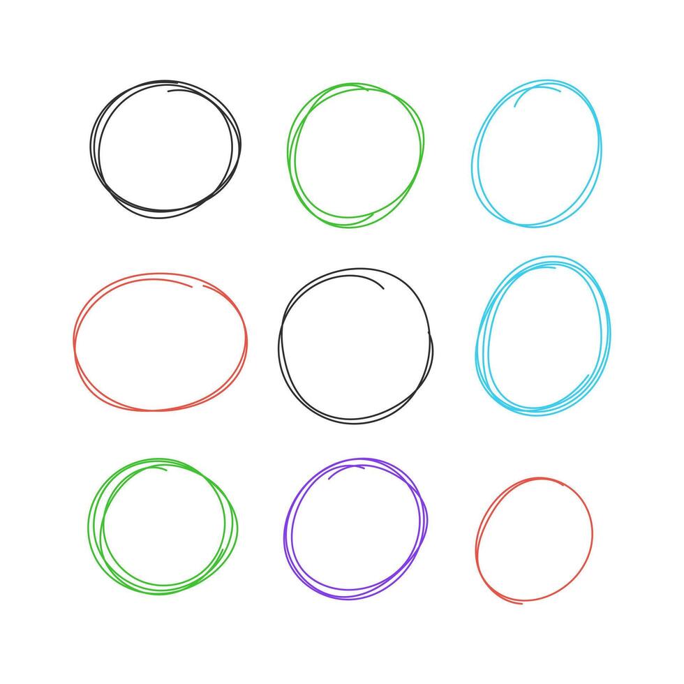 Circle line pencil icon collection. flat style elements. cartoon isolated illustration vector