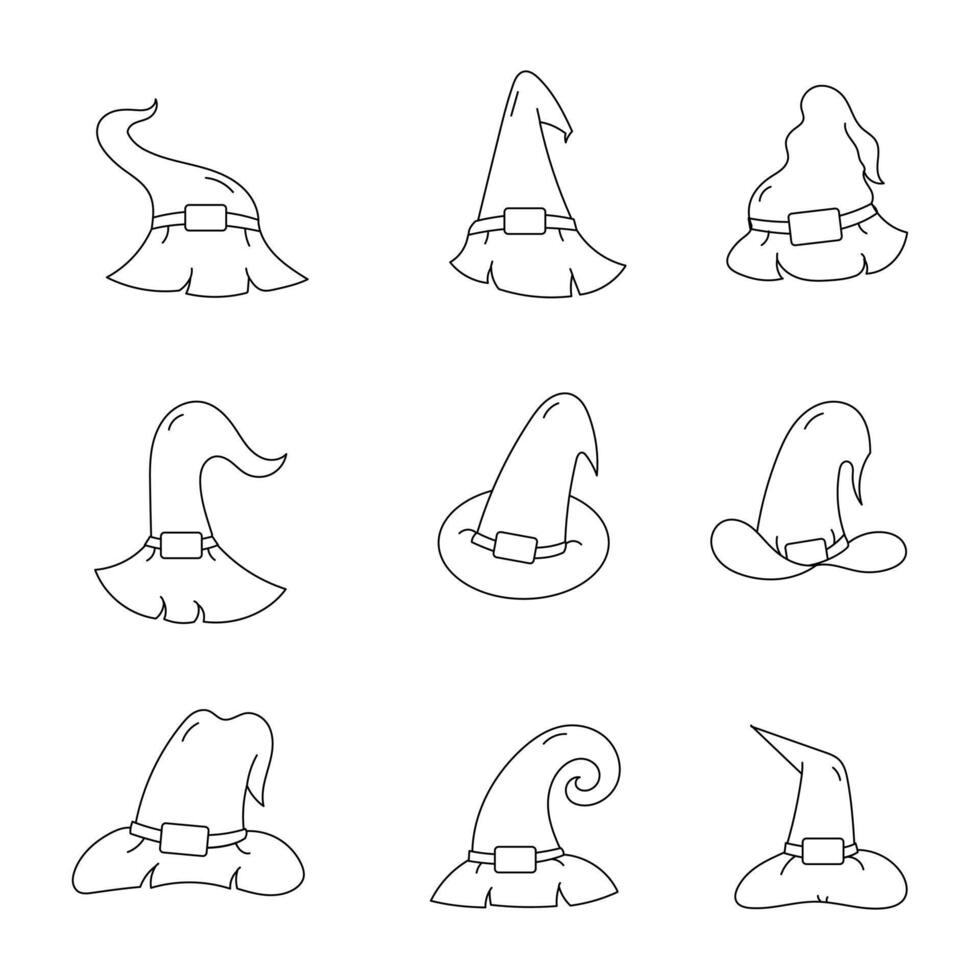 Witch hat line icon collection. outline style. isolated illustration vector