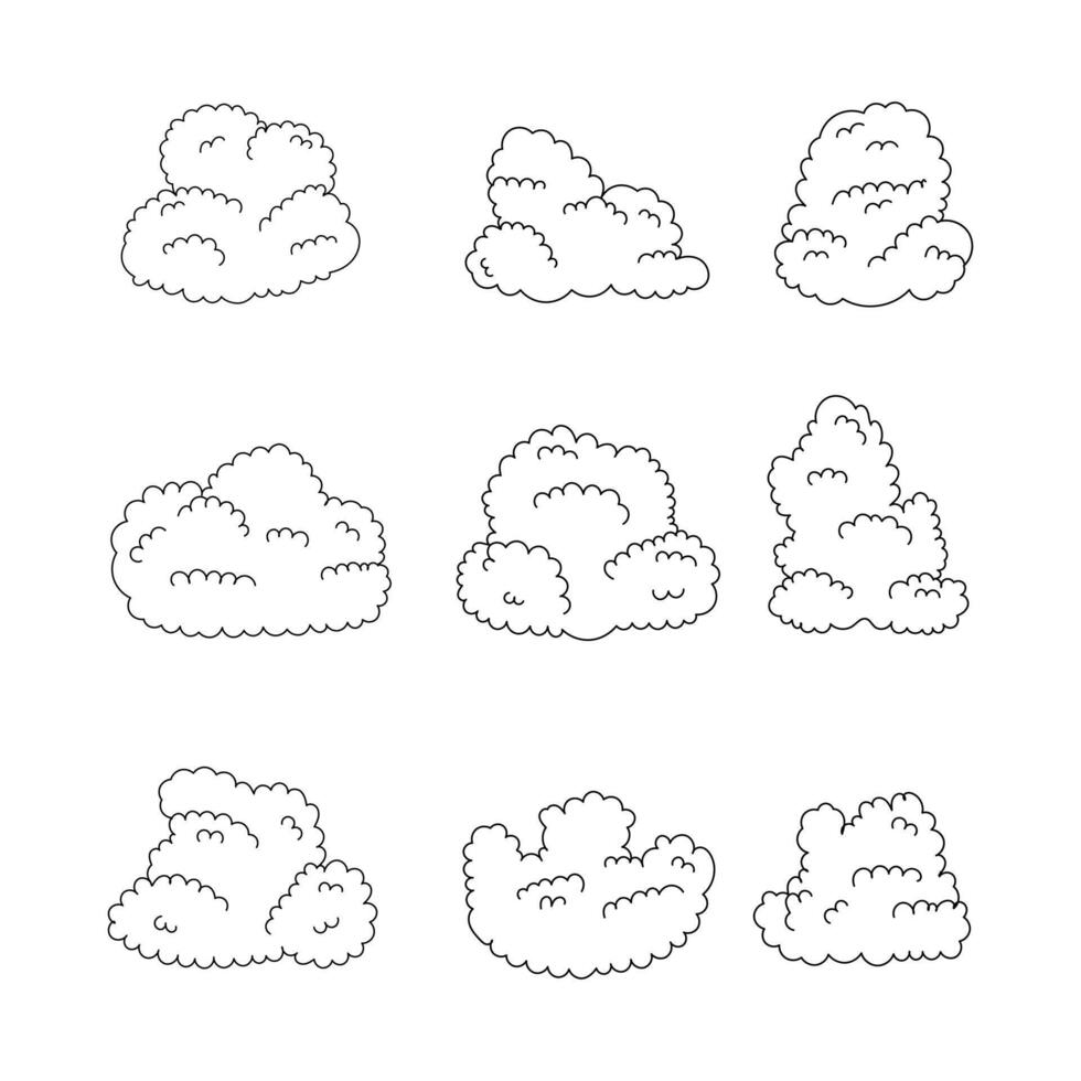 Bush line icons collection. outline style. isolated illustration vector