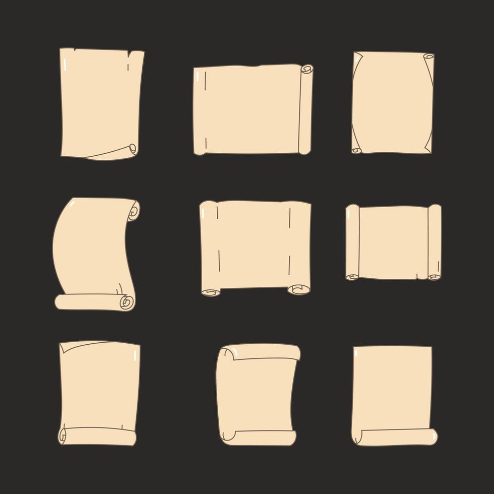 Scroll paper icon collection. flat style elements. cartoon isolated illustration vector
