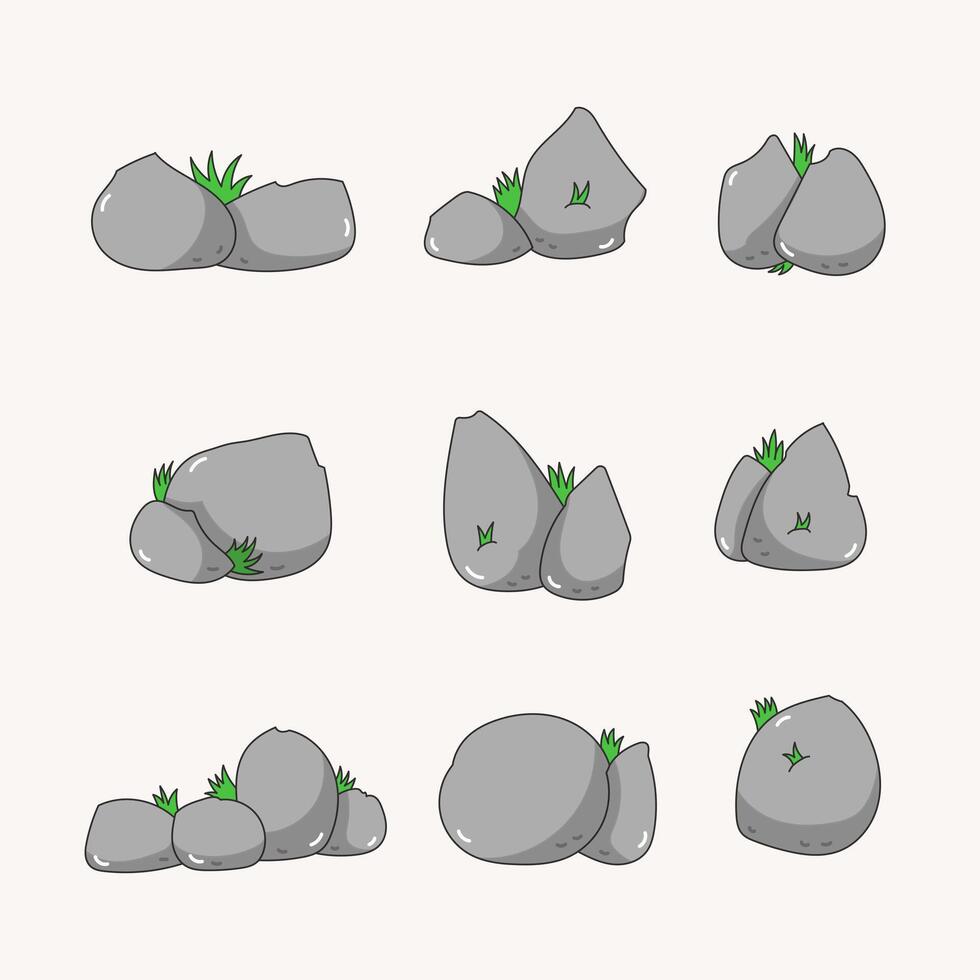 Stone icon collection. flat style elements. cartoon isolated illustration vector