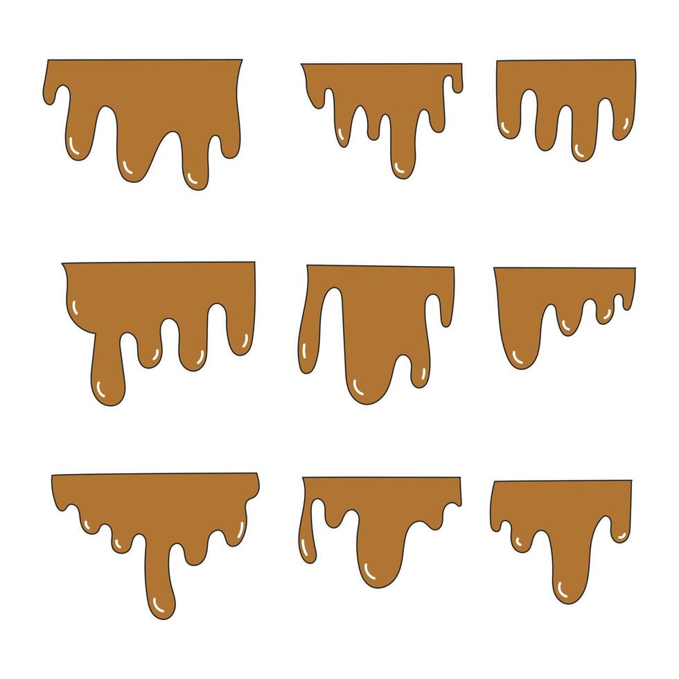 Melting chocolate icon collection. flat style elements. cartoon isolated illustration vector