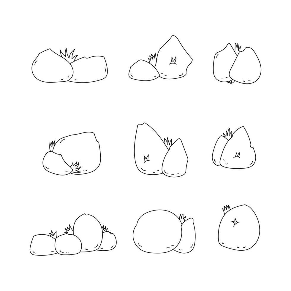 Stone line icon collection. outline style elements. isolated illustration vector