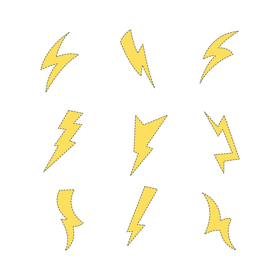 Yellow thunder icon collection. flat style element. isolated illustration vector
