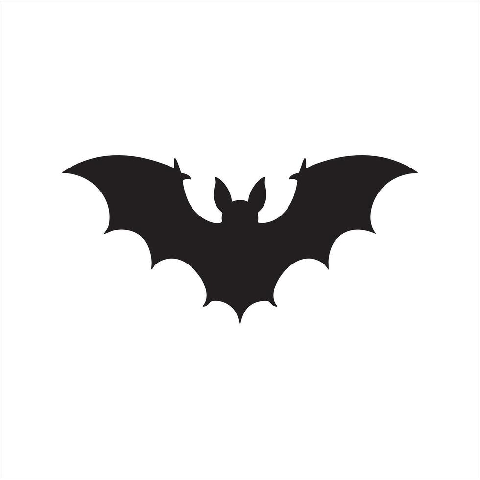 Silhouette of a Bat with Outstretched Wings on White Background vector