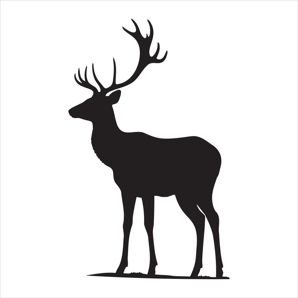 Simple Black Deer Silhouette for Nature Designs vector
