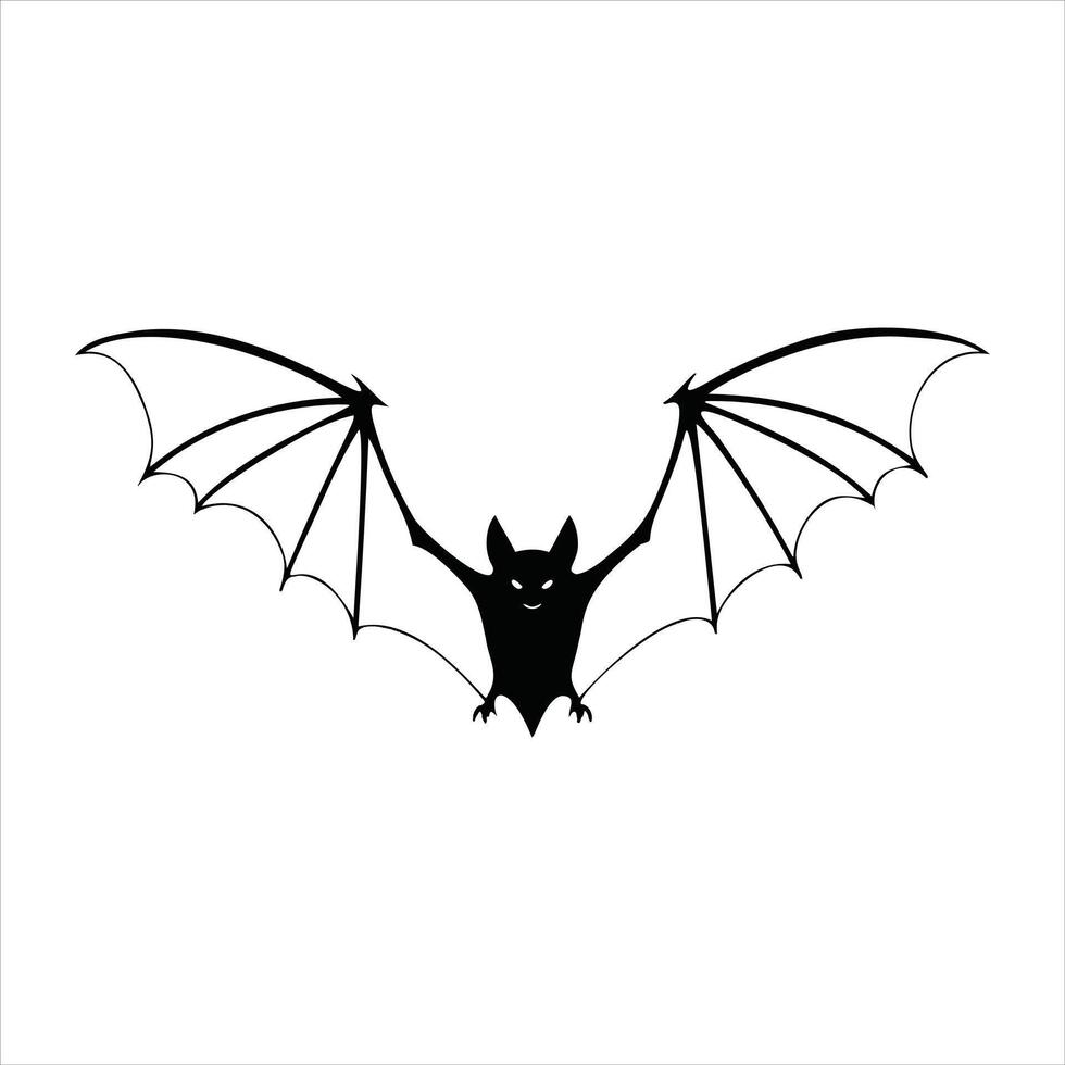 Black Bat Silhouette with Outstretched Wings vector