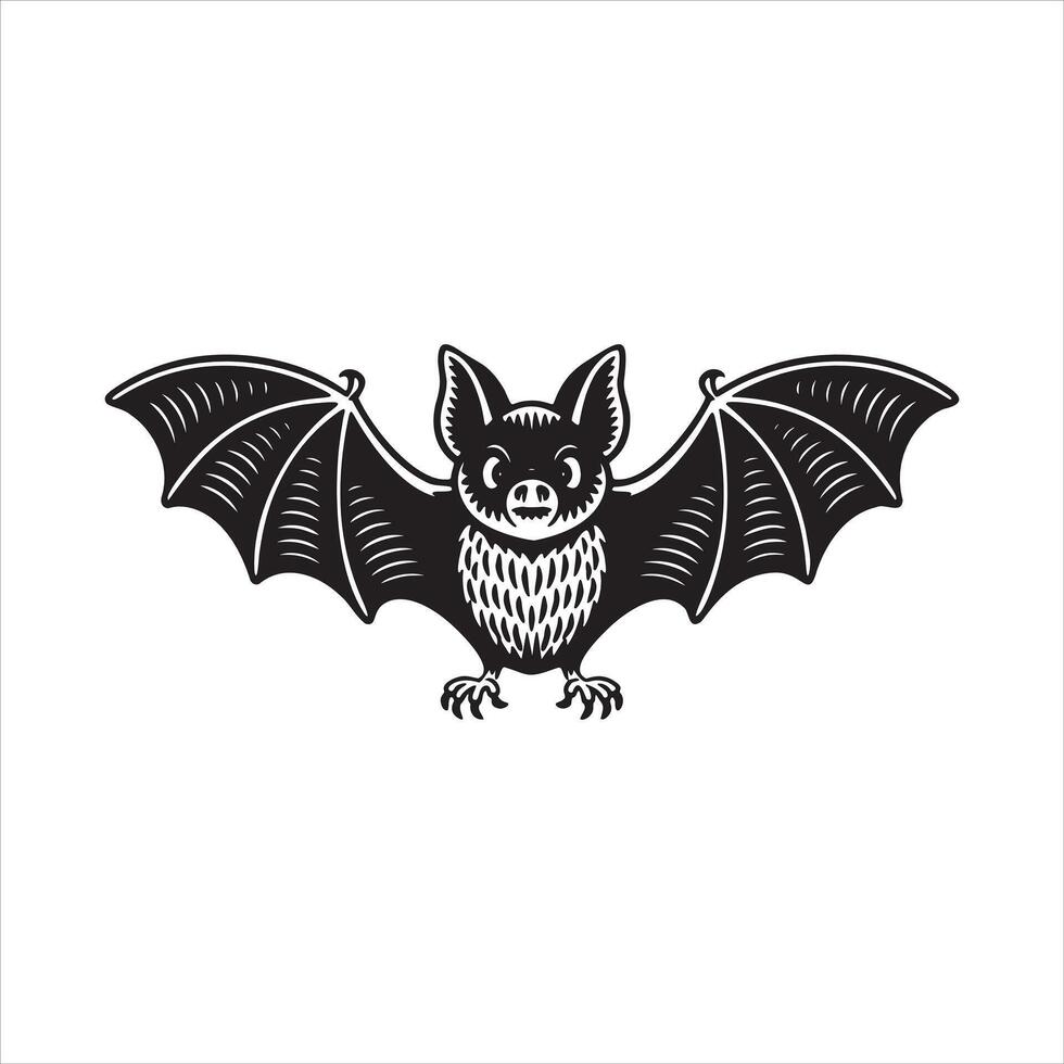 Elegant Silhouette of a Bat with Outspread Wings in Flight vector