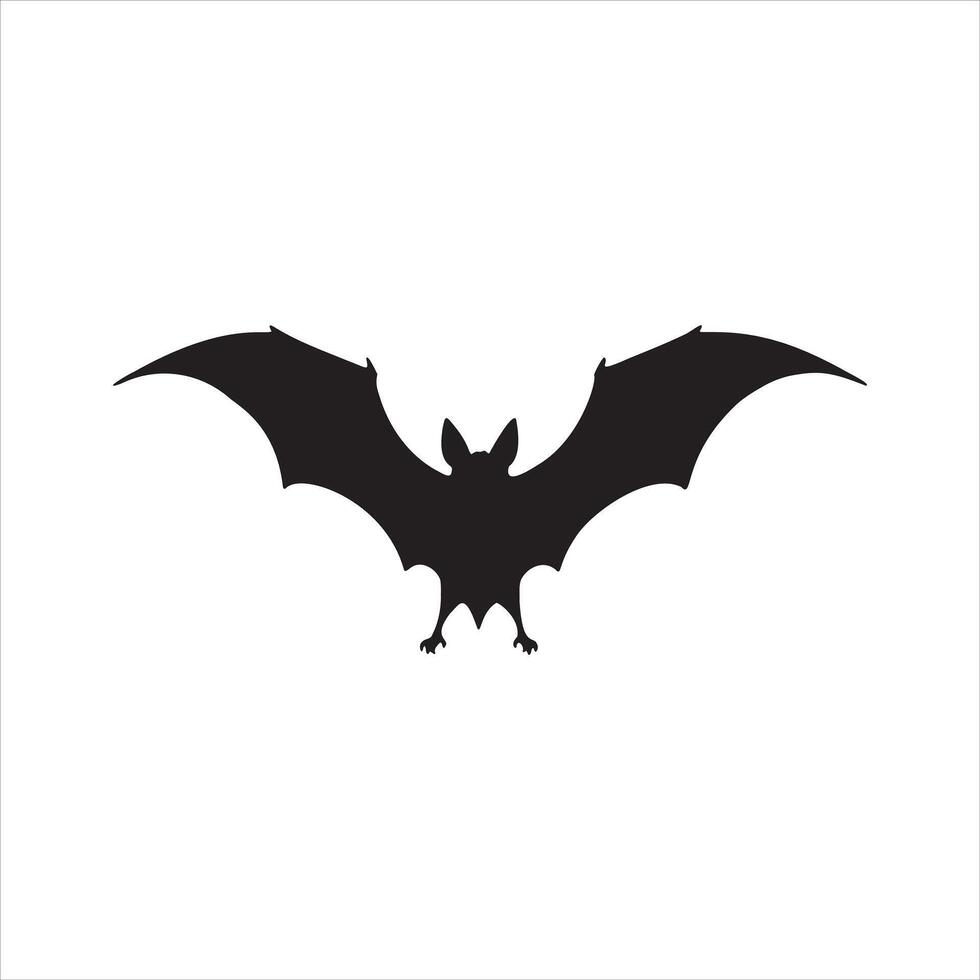Mysterious Bat Silhouette with Wings Spread vector