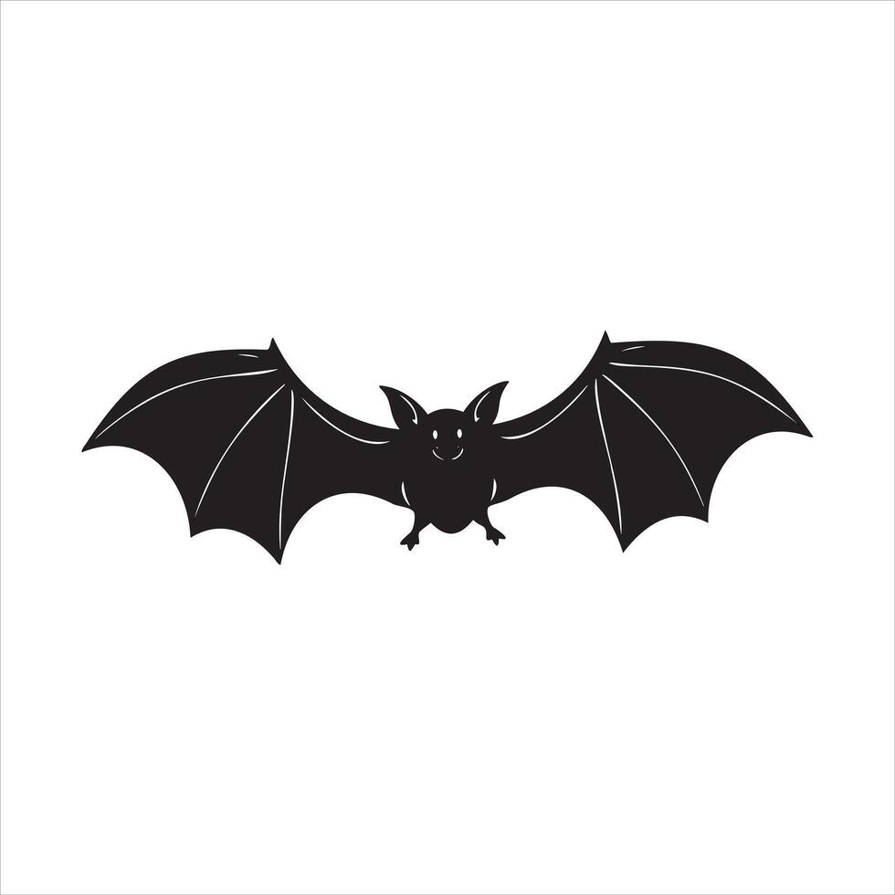 Flying Bat Silhouette with Open Wings Isolated on White vector