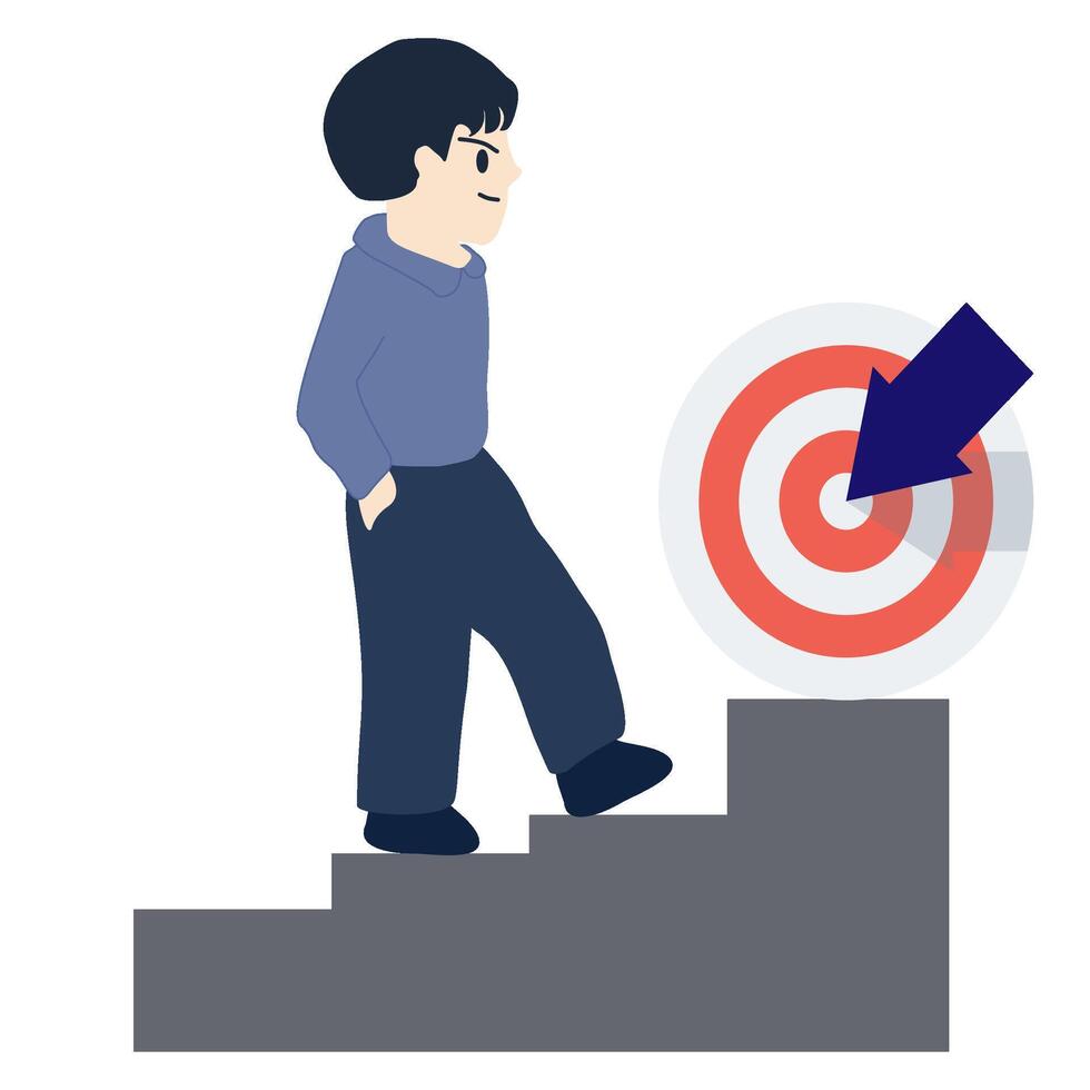 A man is walking towards their goals. vector