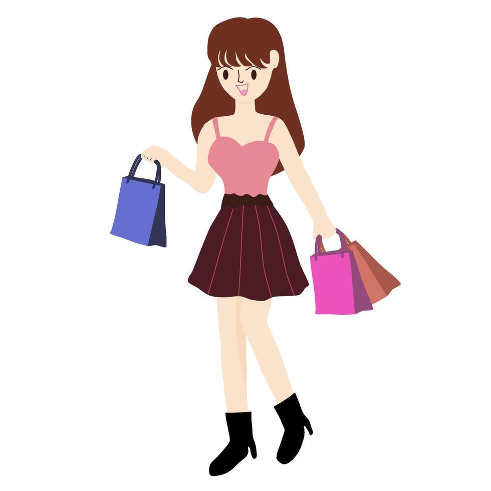 A girl with shopping bags vector