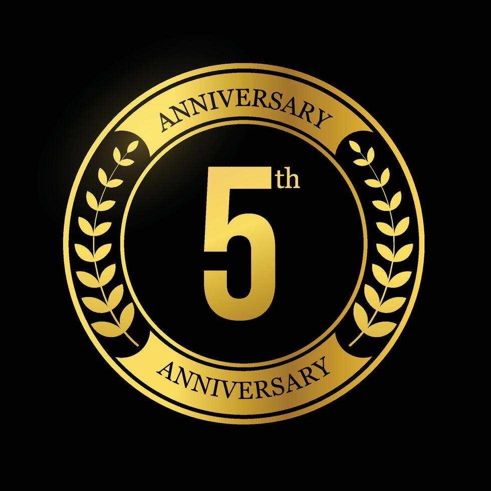 5th Anniversary Gold color template design vector