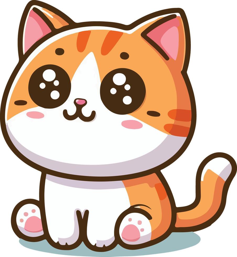 Adorable Cartoon Orange Tabby Cat with Green Eyes vector