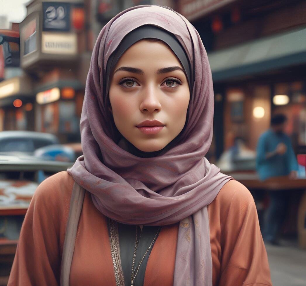 Woman Wearing Hijab in the City photo