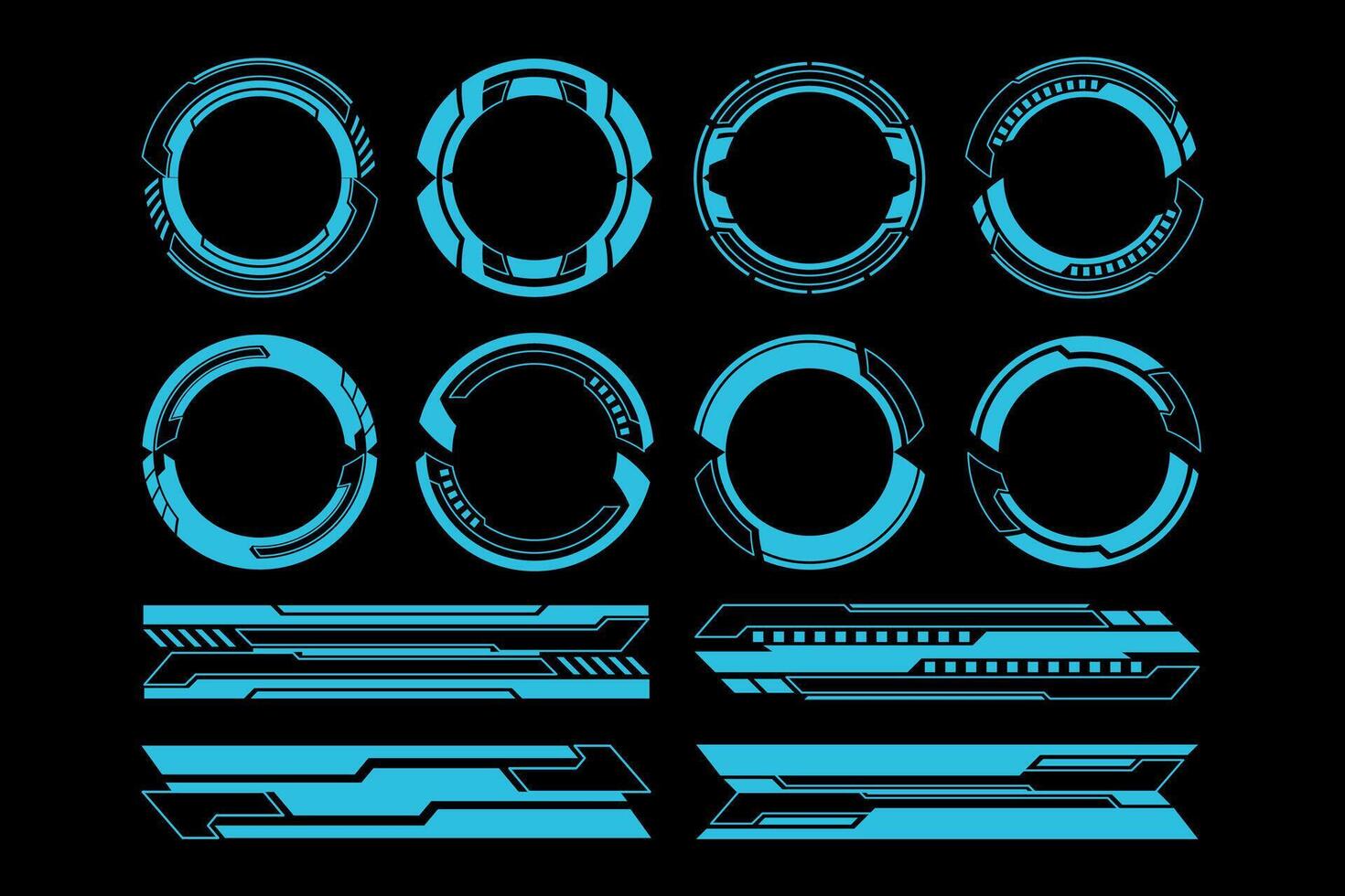 Futuristic Tech Circle Frames and HUD Elements. High Tech Holographic Interface vector