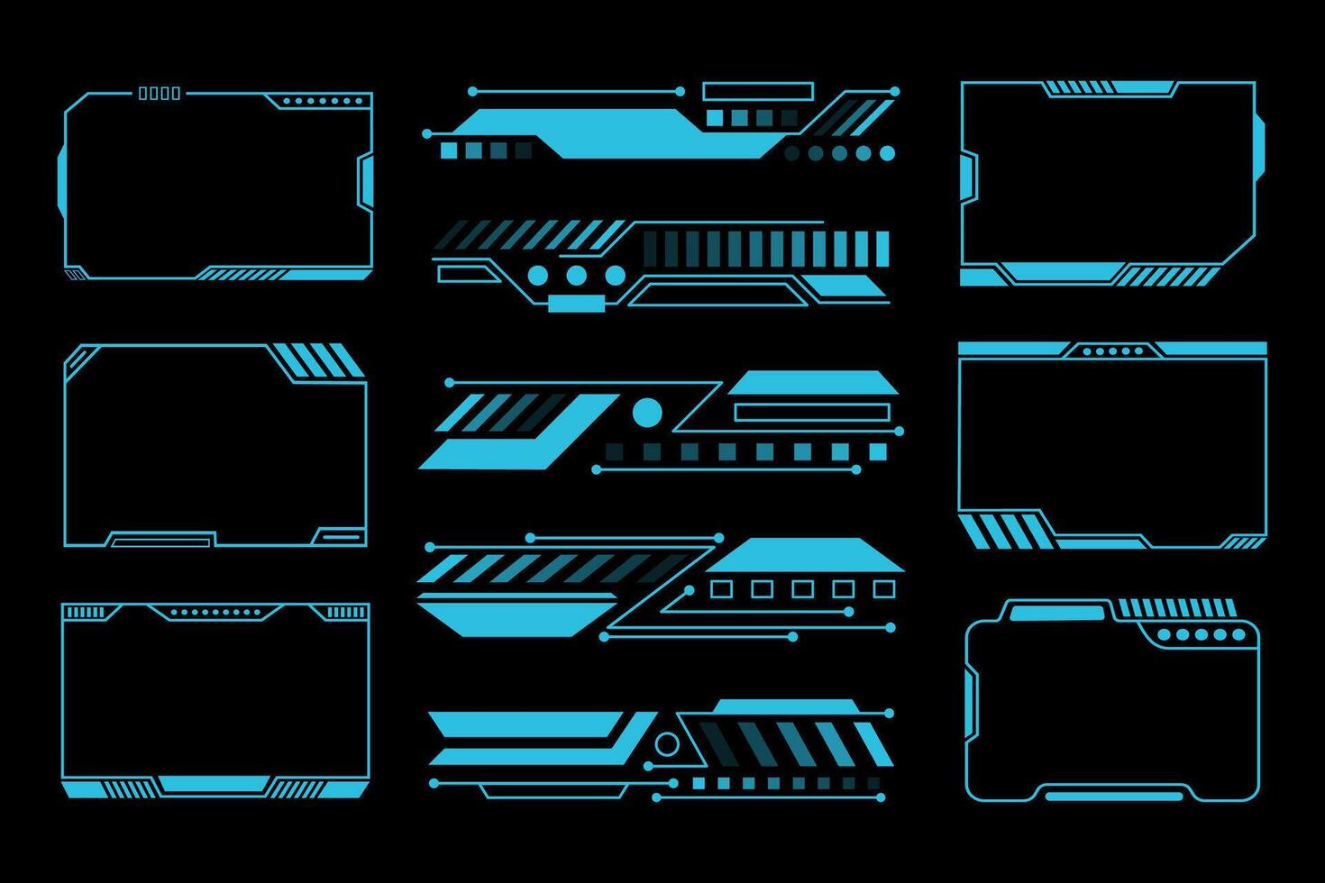 Futuristic HUD Interface Frame and Panel Collection Elements vector