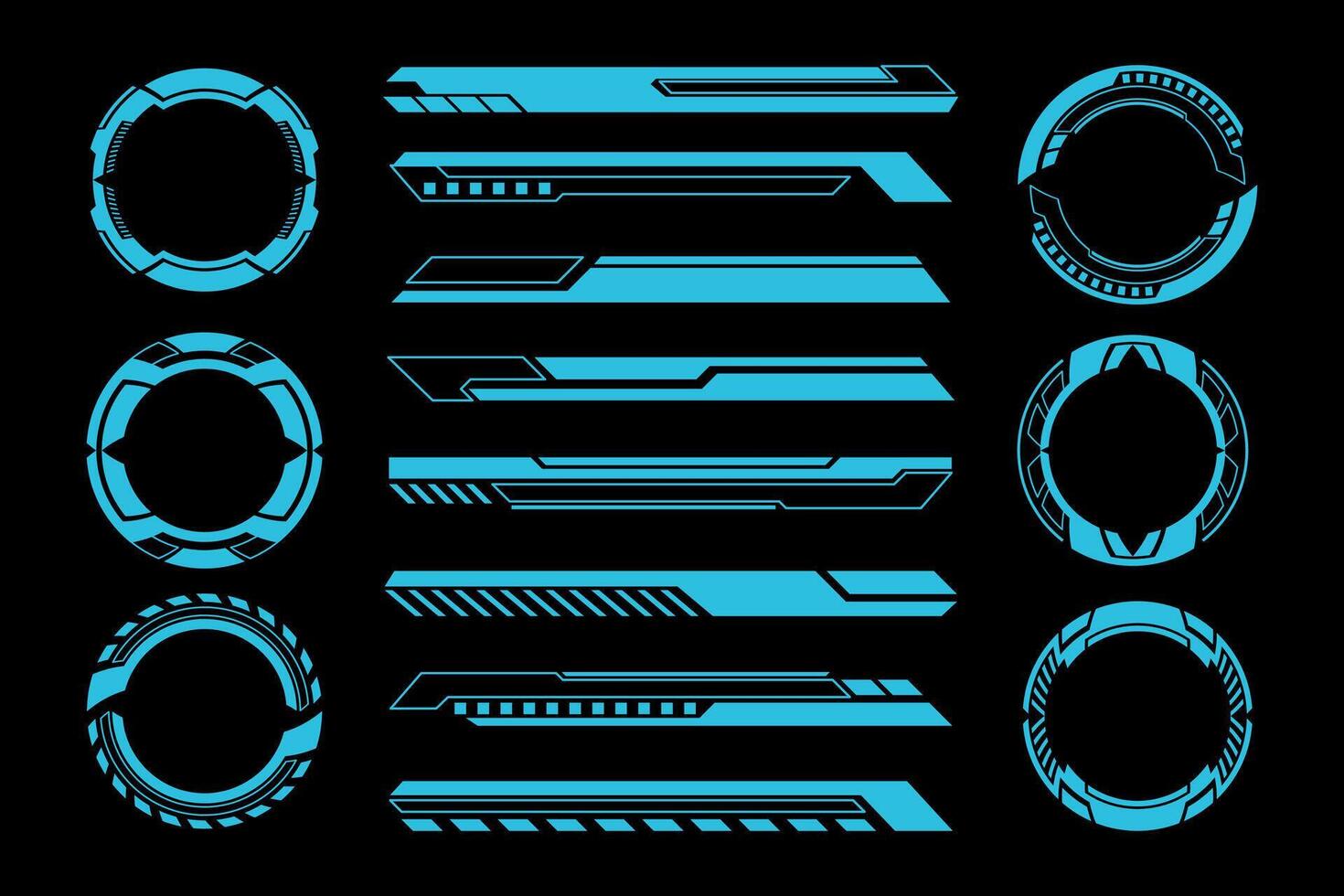 Futuristic Interface Cyberpunk Elements. Sci-Fi HUD Circles and Lines vector