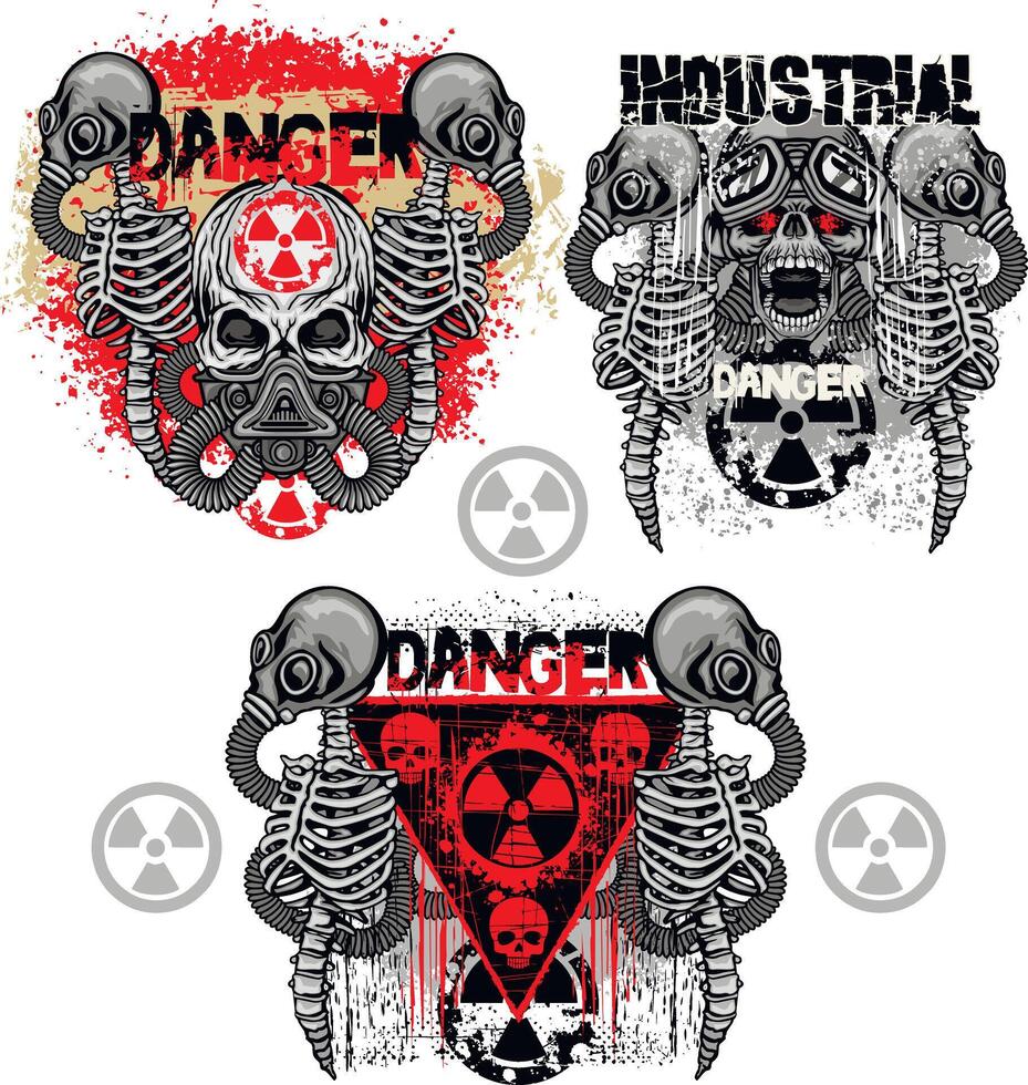 post-apocalypse sign with skull and gas mask vector