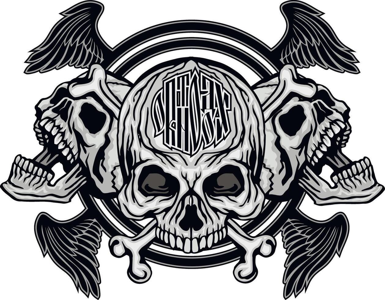orthodox skulls with four wings vector