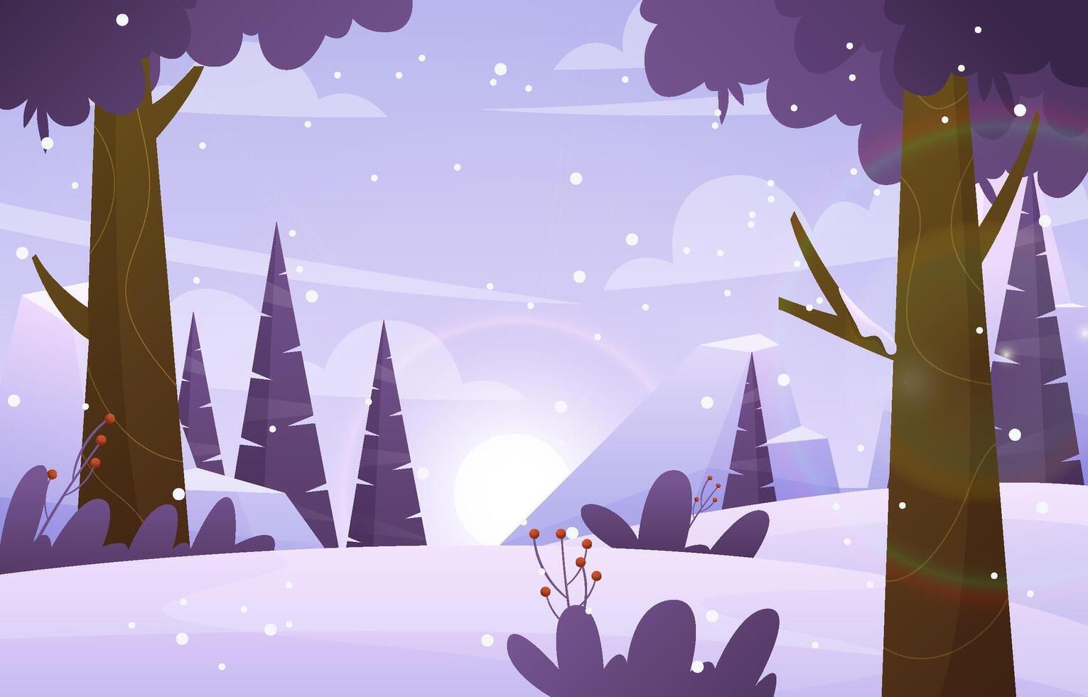 Winter landscape with snow and trees vector