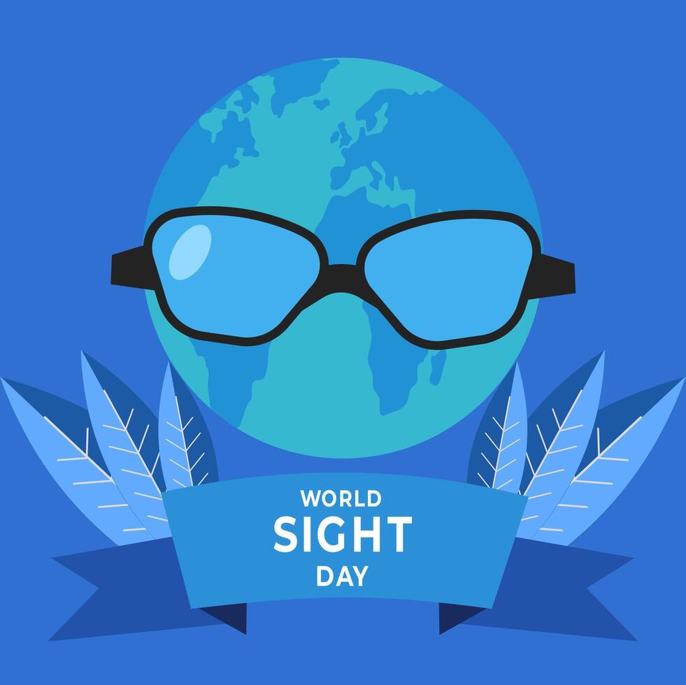 World sight day concept with glasses and ribbon vector