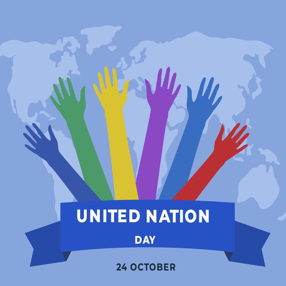 United nations day background with hands vector