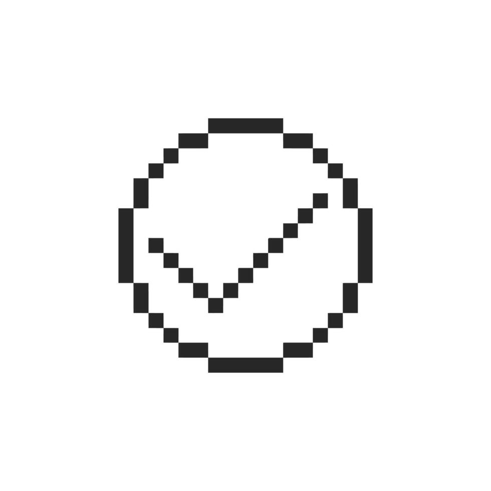 round outline mark check sign pixel art vector