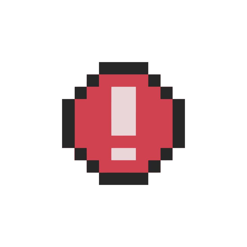 red warning sign symbol pixel art vector