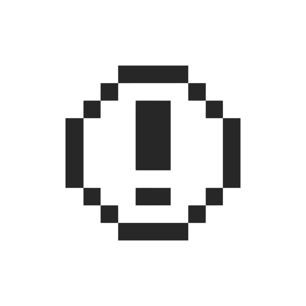 warning sign round outline symbol pixel art vector