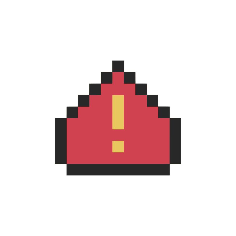 red triangle warning sign symbol pixel art vector