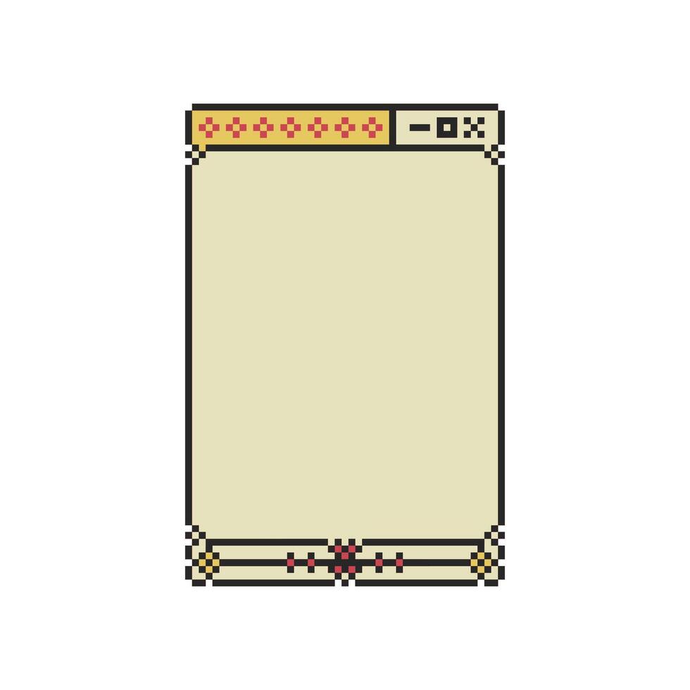 pixel art UI frame with nostalgic corners vector