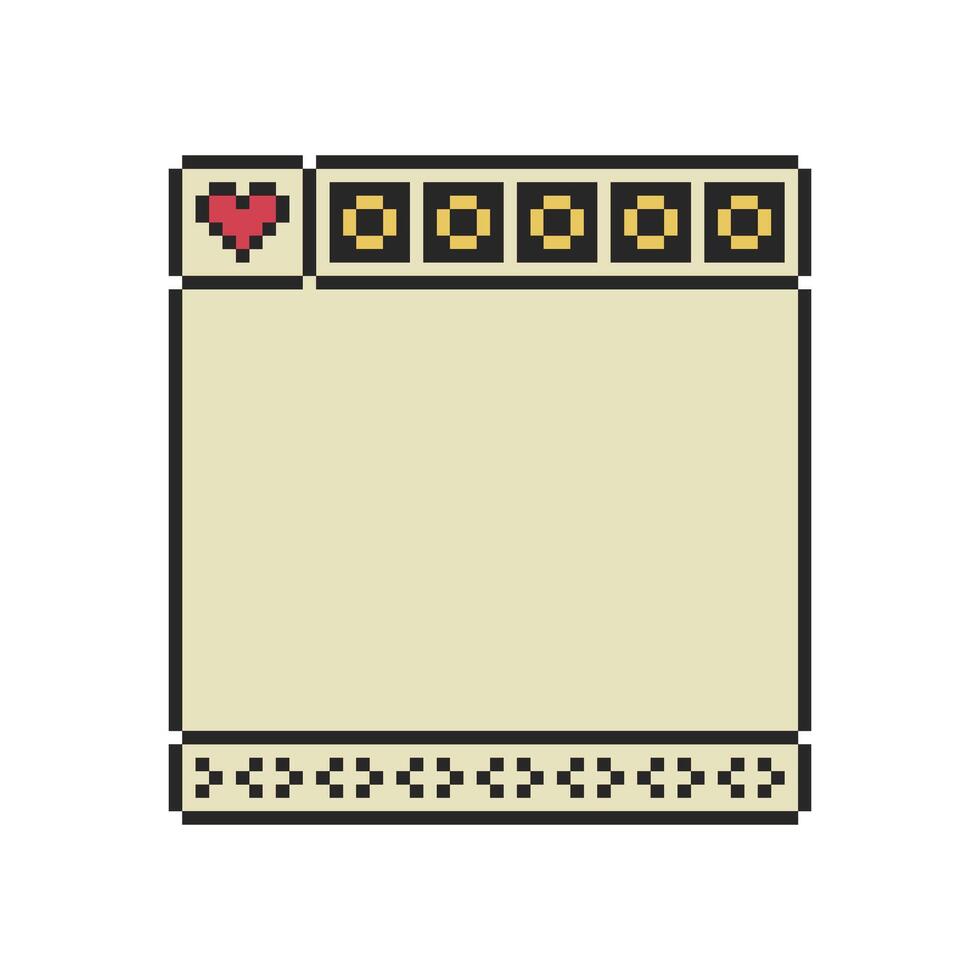 pixel art window borders in retro style vector
