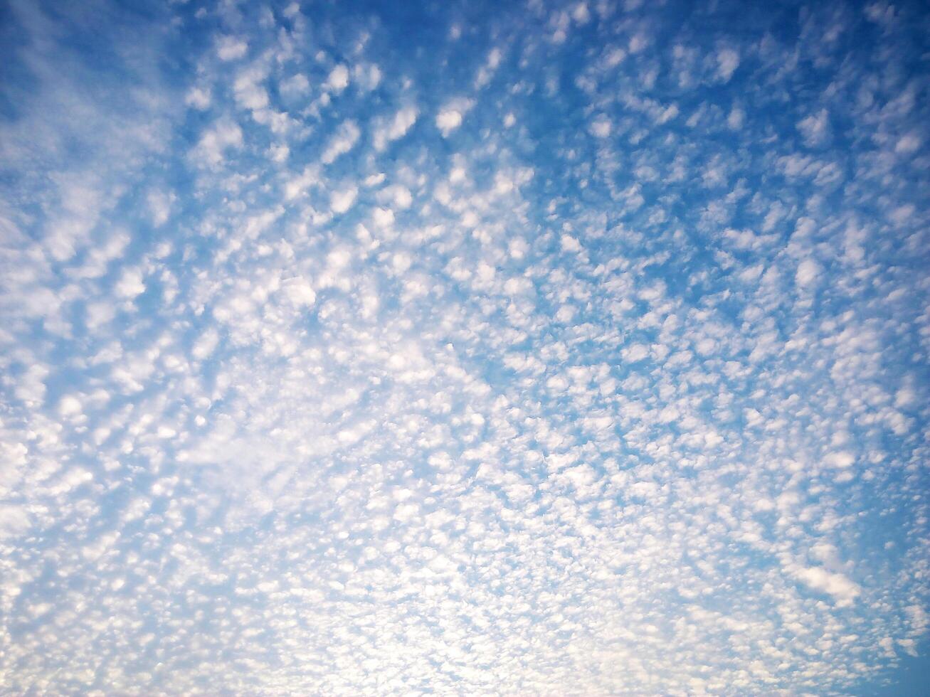 A blue sky with clouds and a plane photo