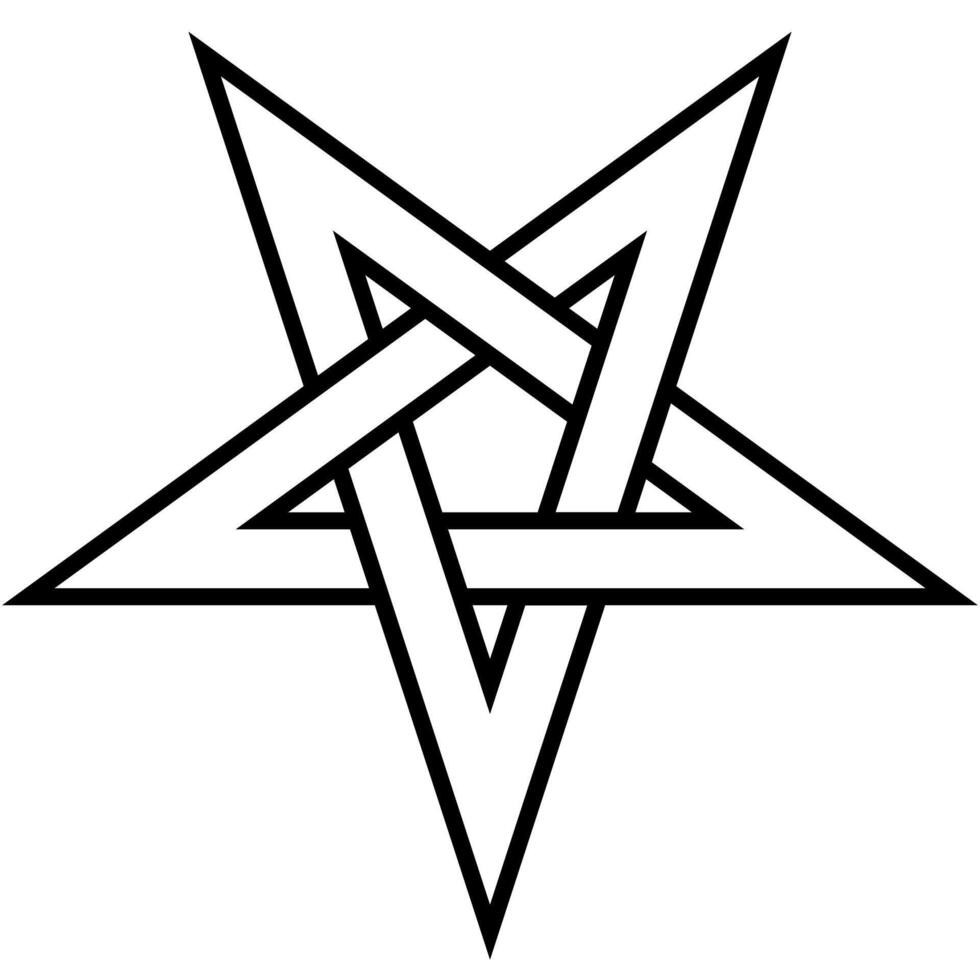 Pentagram - black and white illustration of simple five-pointed star, isolated on white background vector