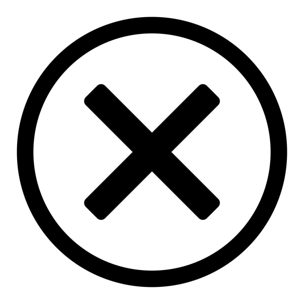 close button - x in circle, black and white cross icon symbol, illustration isolated on a white background vector