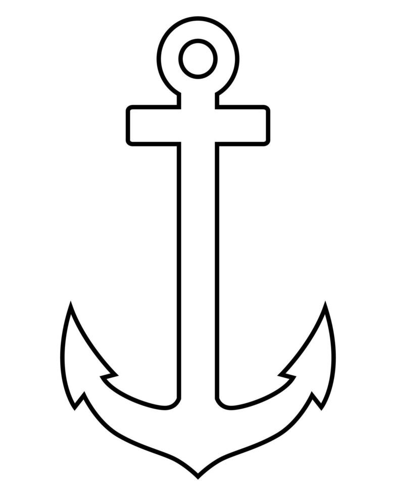 anchor silhouette symbol shape, black and white illustration, white background vector