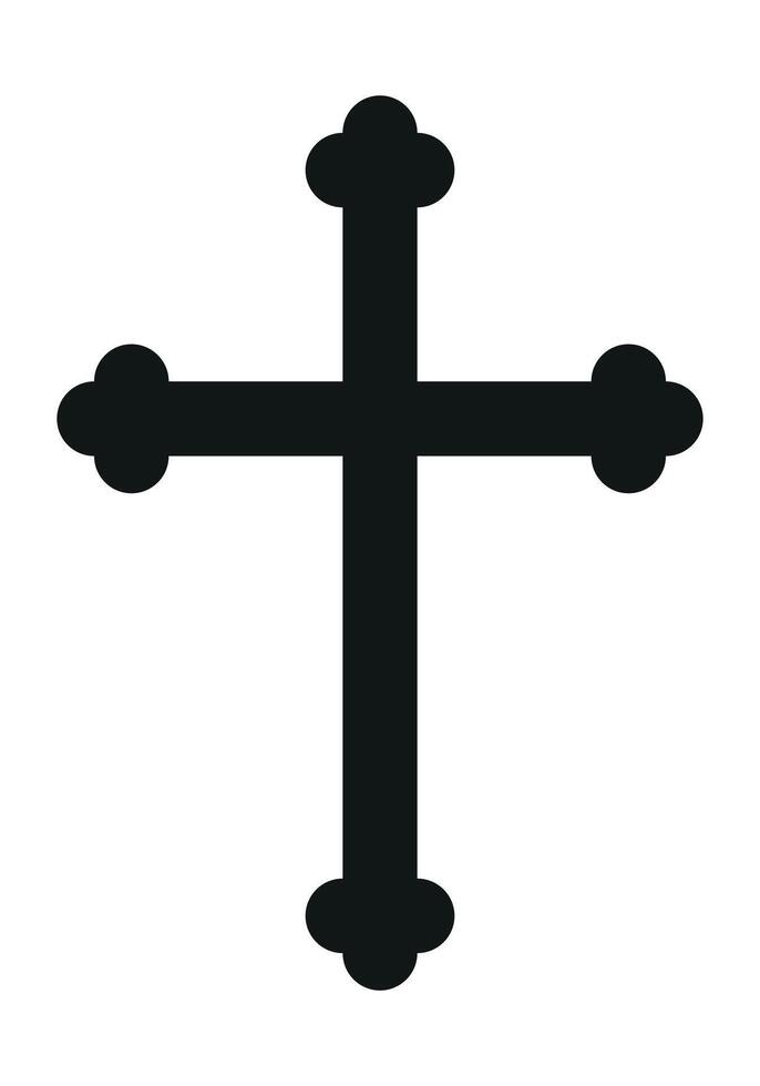 Christian cross, black and white silhouette illustration of religious cross shape, isolated on white background vector