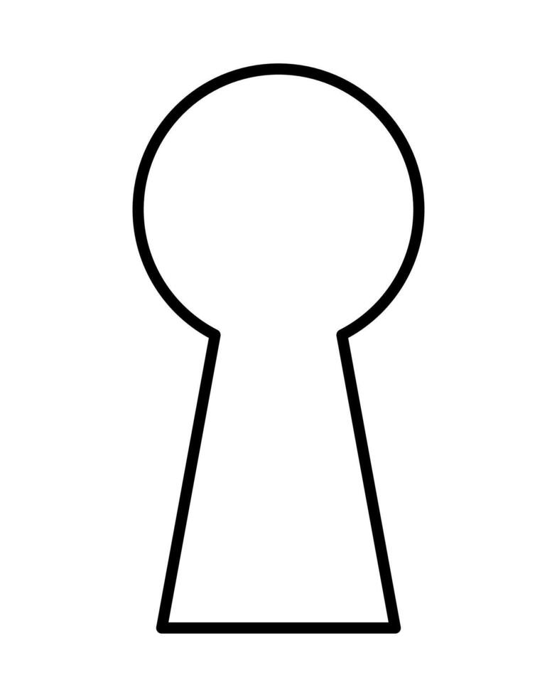 keyhole silhouette outline shape, black and white illustration, white background vector
