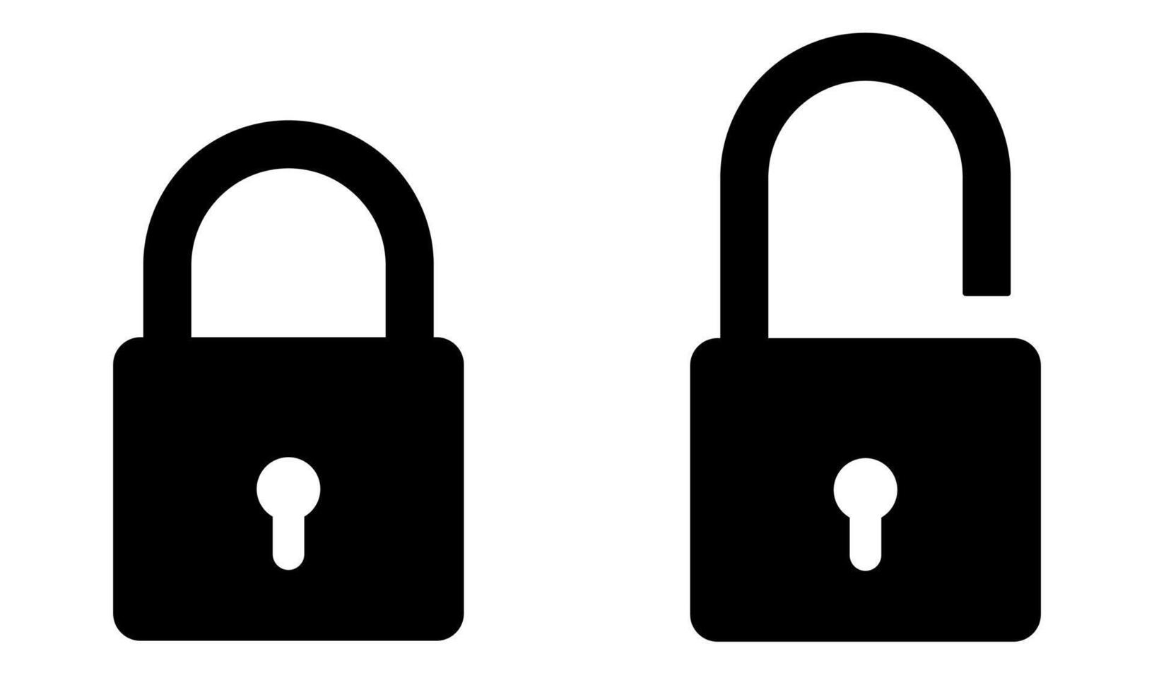 padlock, black and white illustration of locked and unlocked lock, white background vector