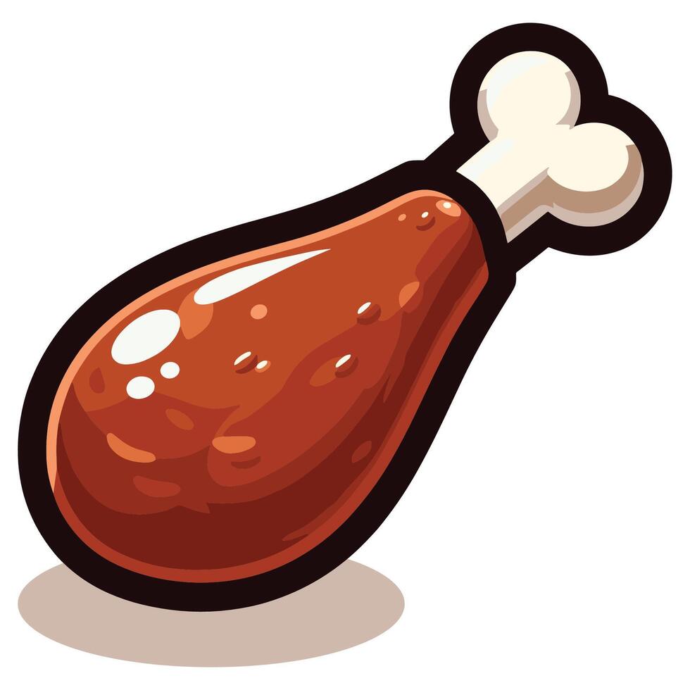 Delicious Cartoon Chicken Drumstick Food Illustration vector