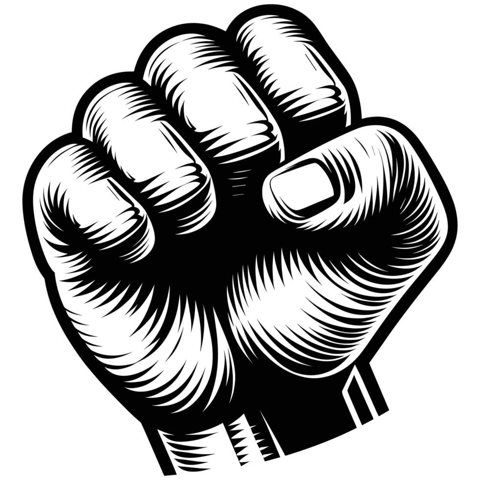 Vintage Freedom Fist Icon Illustration for Activism, Revolution, and Social Justice Movement Graphics vector
