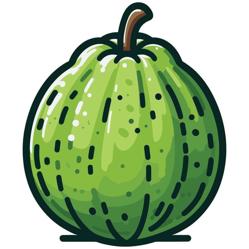 Fresh Green Guava Fruit Illustration with Detailed Textures and Highlights vector