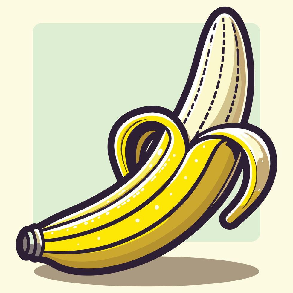 Illustration of a Fresh Peeled Banana with Pop Art Style vector